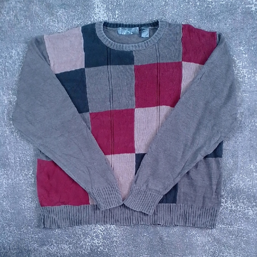 Y2K Oscar De La Renta Men's Multicoloured Patchwork Sweater